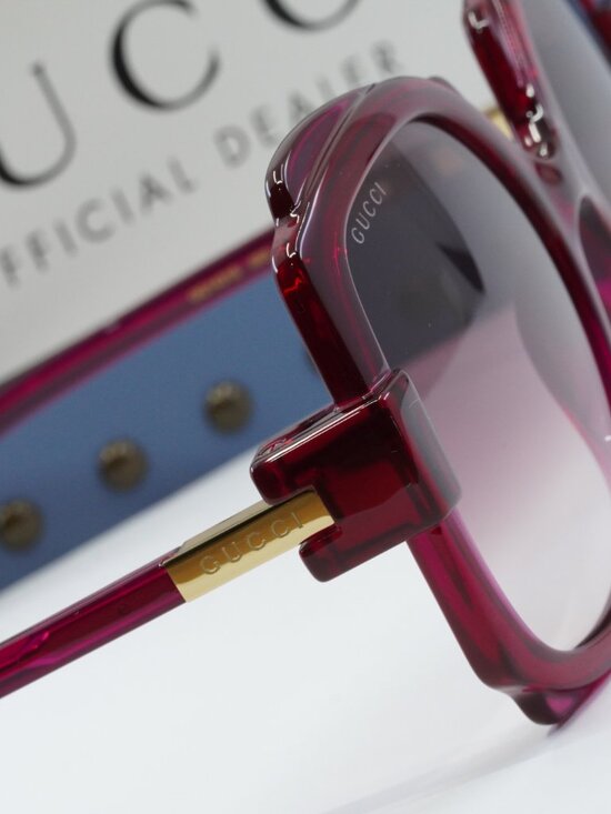 Gucci GG1431S 003 Women Square Sunglasses - Transparent Dark Cyclamen main image 2